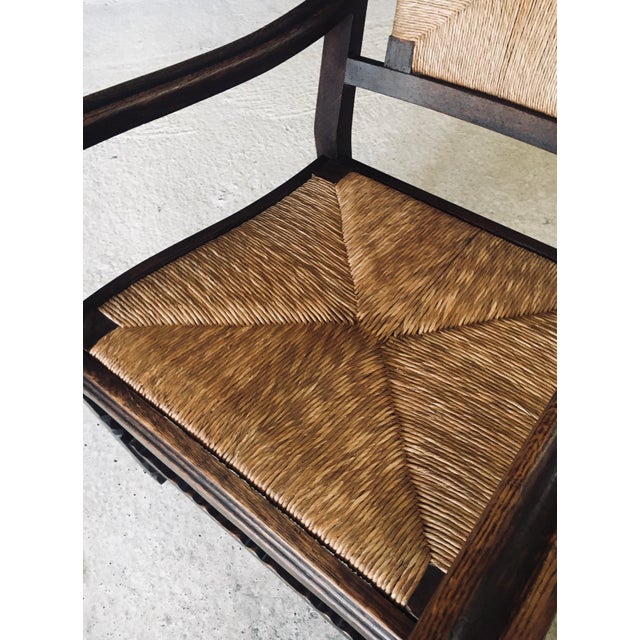 Low Arts & Crafts Oak & Rush Armchair, Belgium 1920s For Sale - Image 12 of 18