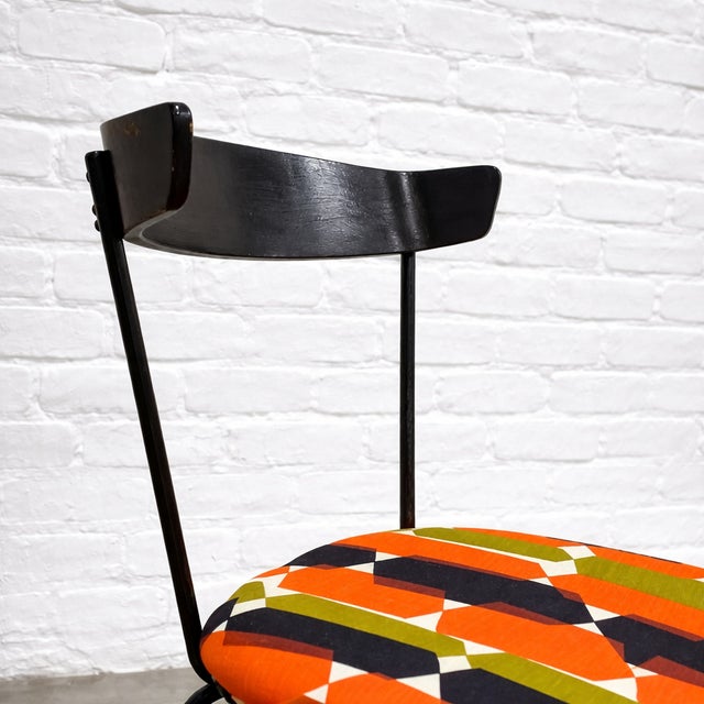 Clifford Pascoe Authentic Mid-Century Modern Side Chair by Clifford Pascoe – Ebonized Wood & Vintage 1960s Upholstery For Sale - Image 4 of 8