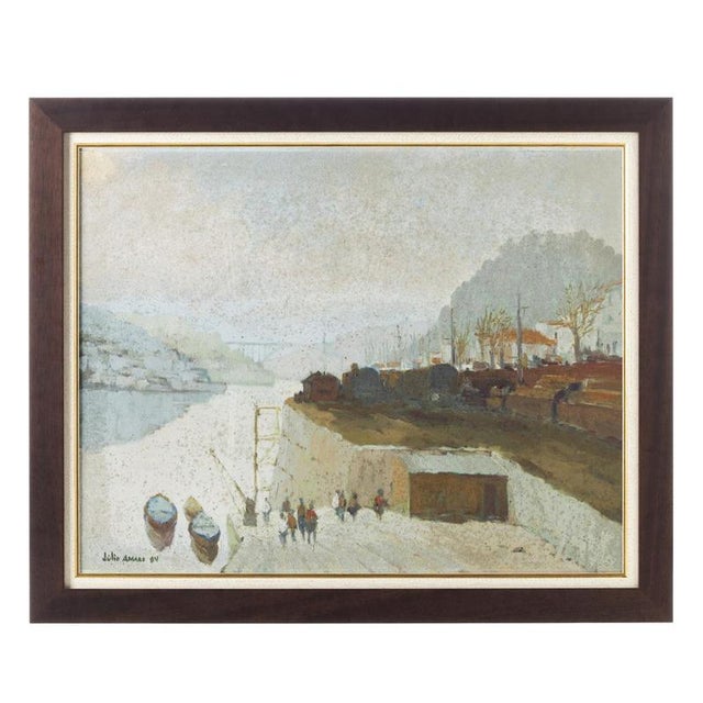 Júlio Amaro, VIew of Porto, 1984, Oil on Canvas For Sale - Image 6 of 6