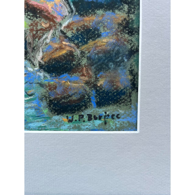 Impressionism Landscape, Pastel on Paper, Signed W. P. Burpee. The image displays a vibrant landscape piece created in...
