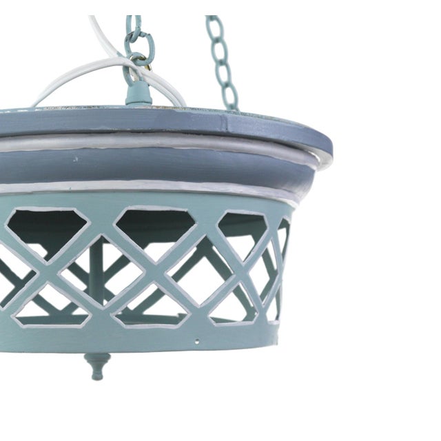 Contemporary Vintage Tole Criss Cross Design Chandelier For Sale - Image 3 of 5