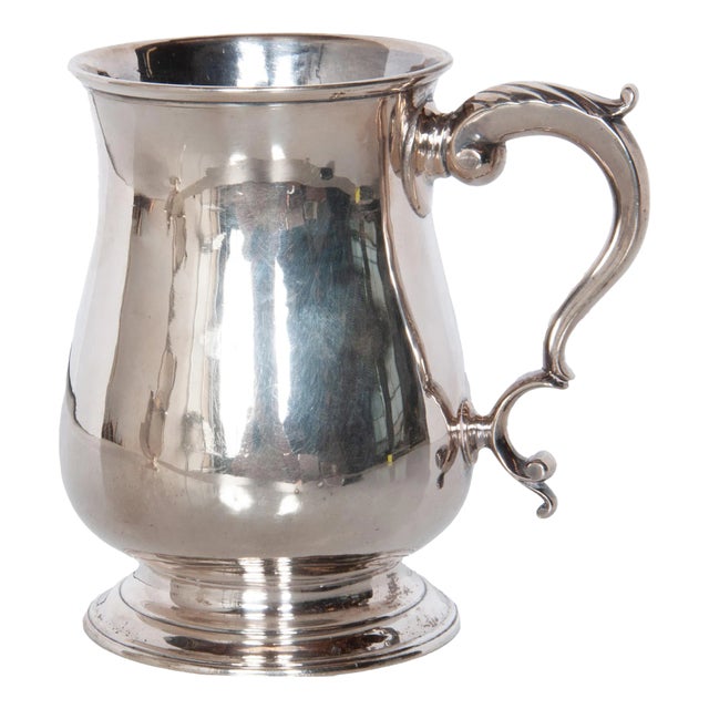 Antique Georgian Sterling Silver Pint Beer Tankard Mug Jacob Marsh London 1770 For Sale