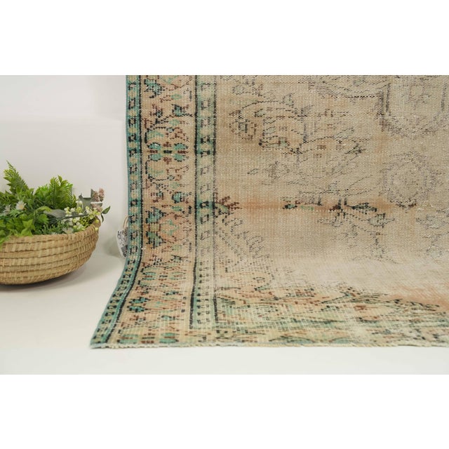 1970s Vintage Turkish Handmade Wool Cotton Beige Area Rug For Sale - Image 10 of 13