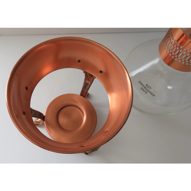 Vintage Princess House Copper Coffee Tea Pot Carafe Warming Stand With Lid For Sale - Image 9 of 12