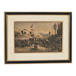 Engraving of a Western Town by Rudolf Cronau, Circa 1885
