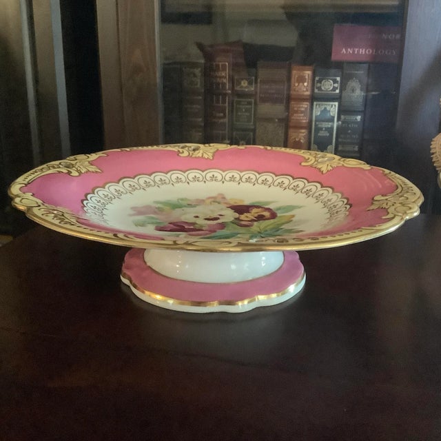 19th Century Antique Brown Westhead & Moore English Dessert Service Hand Painted Botanical Compotes - a Pair For Sale - Image 5 of 12