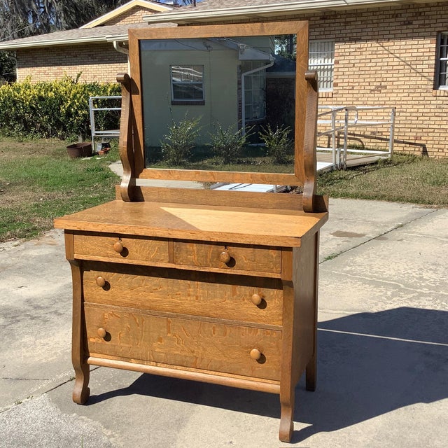 Antique Tiger Oak Dresser For Sale - Image 11 of 13