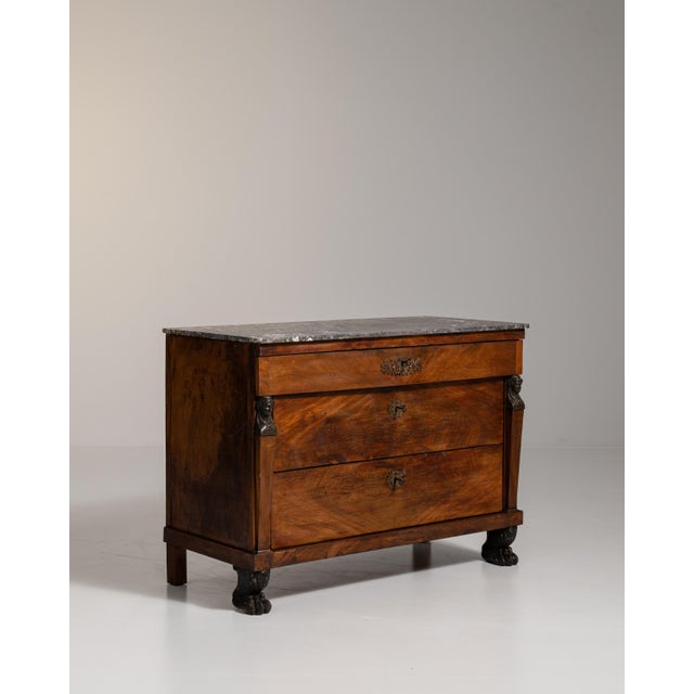 Antique French Empire Chest of Drawers With Marble Top, Circa 1820 For Sale In Greensboro - Image 6 of 15