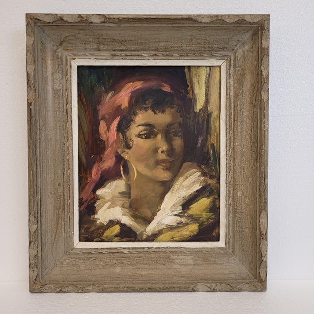 French Artist, Portrait of Woman, 1940s, Oil on Board For Sale - Image 4 of 18