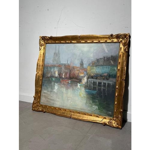 Paper Alexandre Macette, Harbour Landscape, Watercolor, Framed For Sale - Image 7 of 8