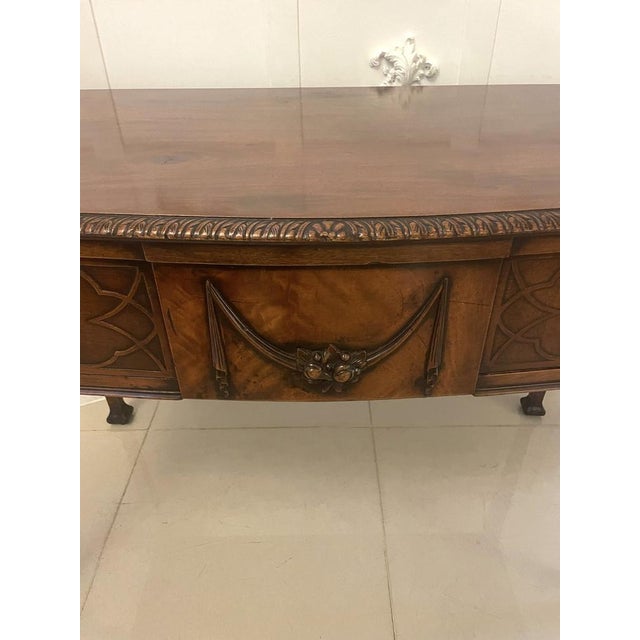 Brown Antique Victorian Carved Figured Mahogany Serving or Console Table, 1880s For Sale - Image 8 of 15