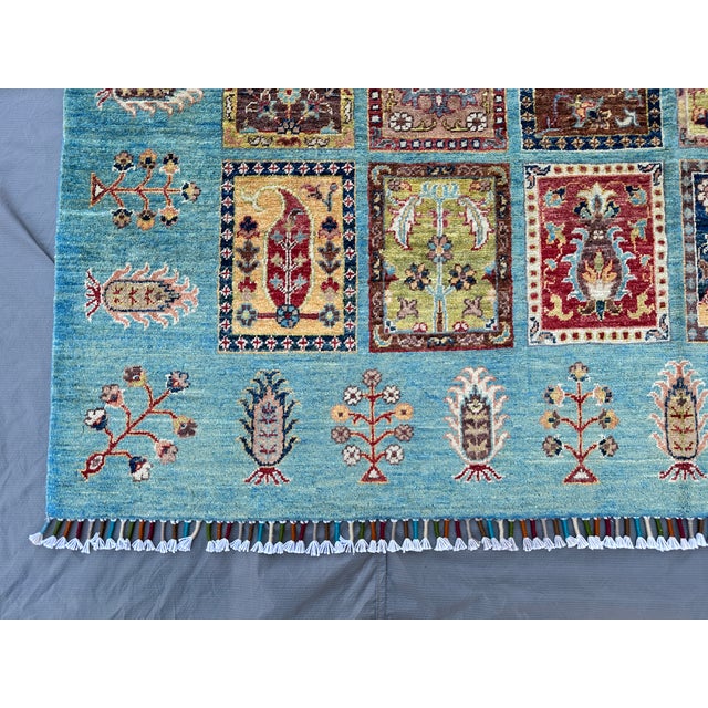Blue Bakhtiari Garden Panel Hand-Knotted Wool Rug - 6'6" X 10'1" For Sale - Image 4 of 11