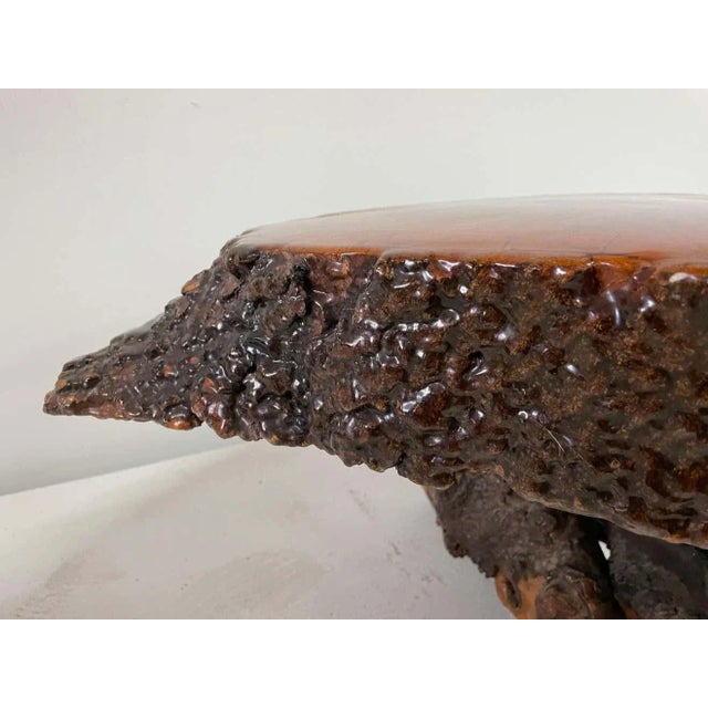 Contemporary Organic Live Edge Lacquered Cypress Wood Coffee Table For Sale - Image 3 of 9