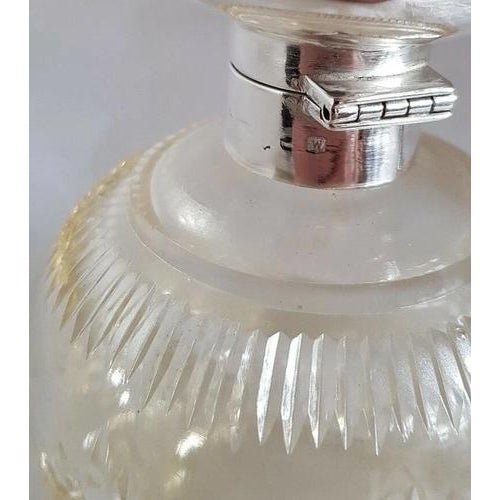 Antique George V Sterling Silver Crystal Cut Glass Scent Bottle, Birmingham, 1921 For Sale - Image 10 of 13