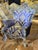 French Royal French Louis XV Armchair With Blue Damask Upholstery, Hand-Carved Frame & Gold Leaf Accents For Sale - Image 3 of 3