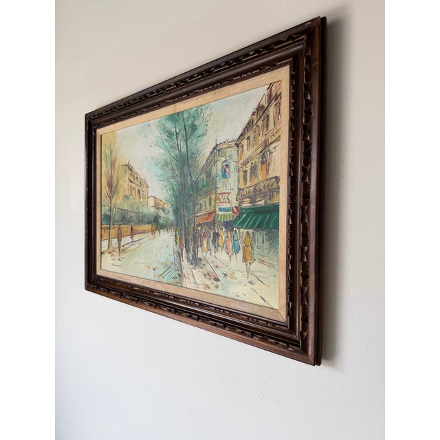 1970’s Vintage Impressionist Parisian Cityscape Oil on Canvas Painting, Signed For Sale - Image 4 of 10