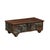Antique Indian Painted Teakwood Chest/Coffee Table, late 19th century from Rajasthan. On wooden wheels, with old teal...