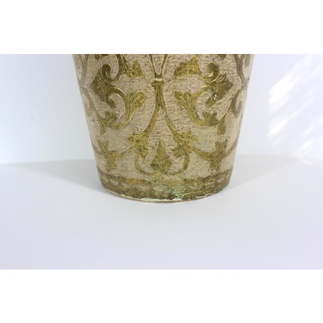 Vintage Italian Florentine Gilded Gilt Wood Waste Basket Gold Antique White For Sale - Image 13 of 13