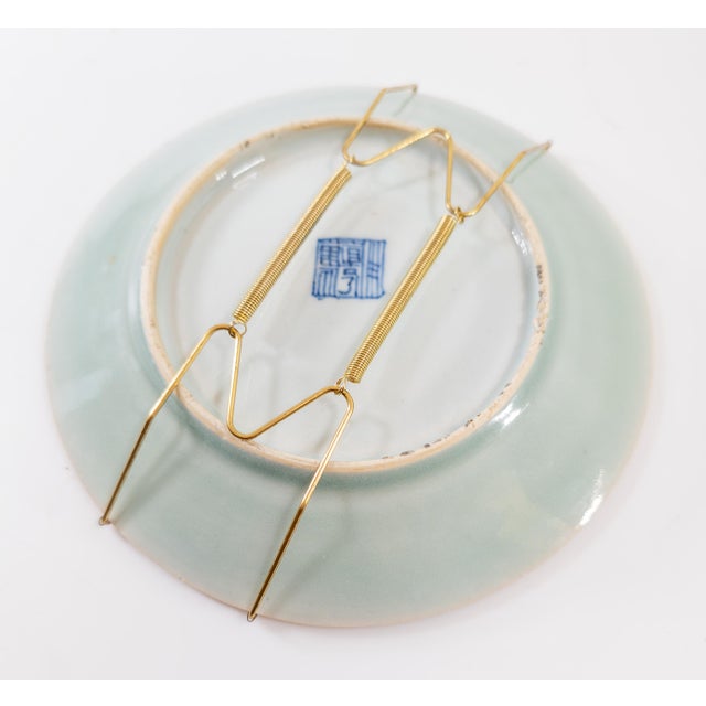 19th Century Chinese Celadon Green Famille Rose Decorative Plate For Sale - Image 9 of 9