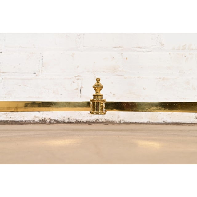Metal Labarge Hollywood Regency Brass and Glass Demilune Console Table With Hooved Feet, Circa 1960s For Sale - Image 7 of 14