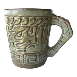 Vintage Frankoma Prairie Green Aztec Mug 7cl For Sale