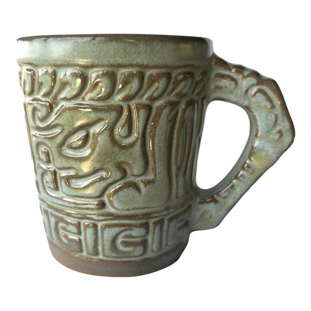 Vintage Frankoma Prairie Green Aztec Mug 7cl For Sale