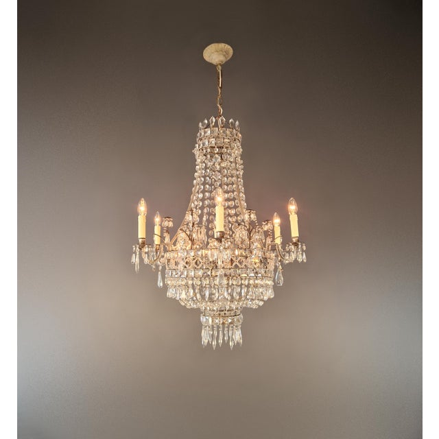 Art Deco Antique Rococo Crystal Chandelier For Sale - Image 3 of 16