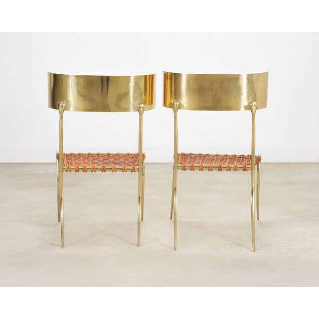 Pair of Brass Leather Strap Klismos Chairs by Sylvan S. F. For Sale - Image 18 of 18