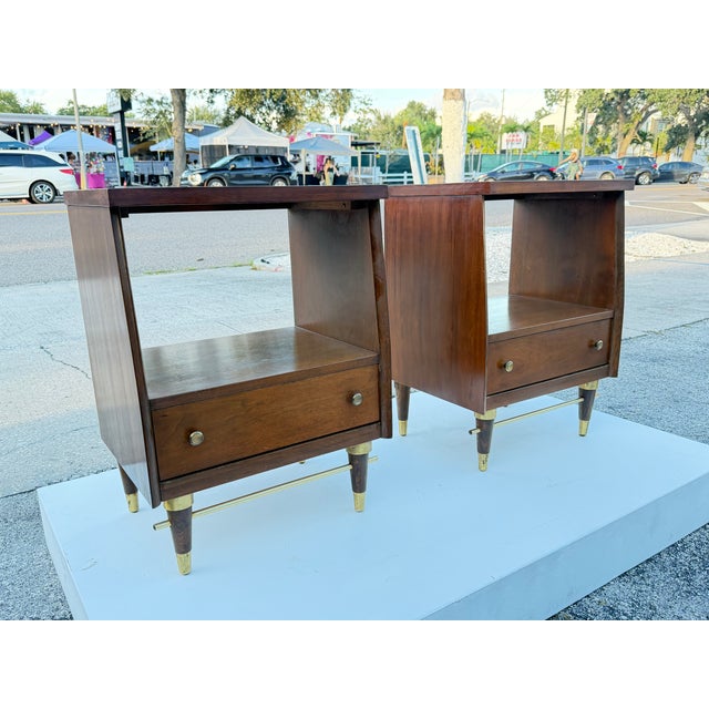 A Pair of Classic Mid Century Night Stands Open Backs Walnut Ca' 1960's For Sale In Tampa - Image 6 of 18