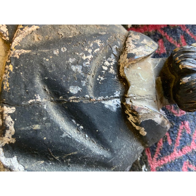 19th Century Antique Standing Santos Figure Wood Carved For Sale - Image 13 of 15