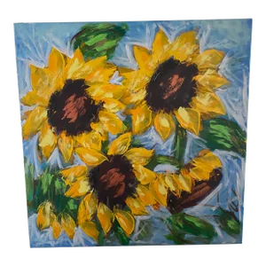 1990s Contemporary Bold Sunflower Painting