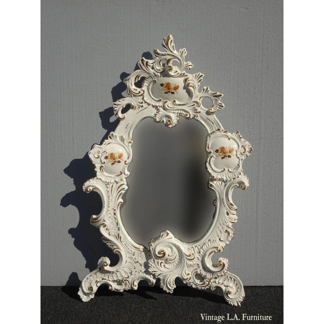 Vintage Capo Di Monte Italian White Floral Mirror 43"h For Sale - Image 13 of 13