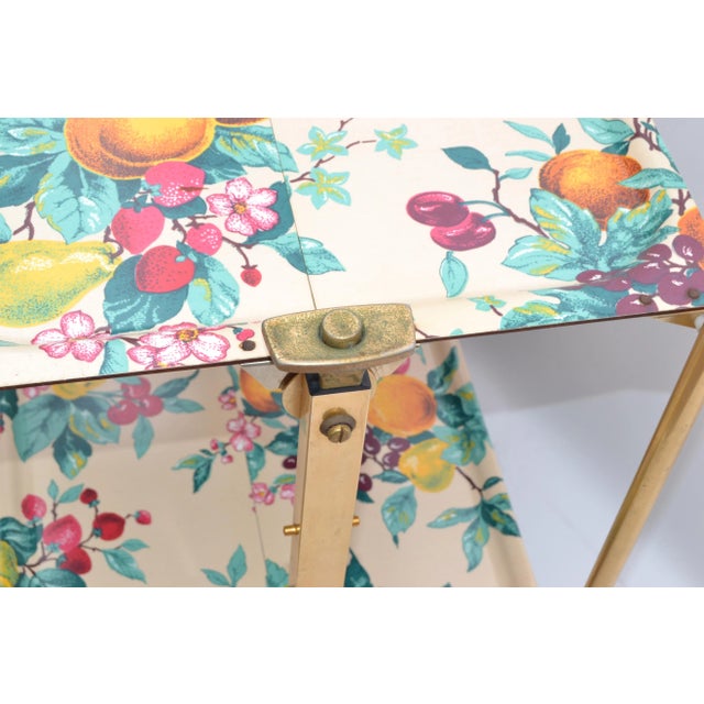 1950s Textable French Mid-Century Modern Brass & Laminate Serving Cart For Sale - Image 9 of 13