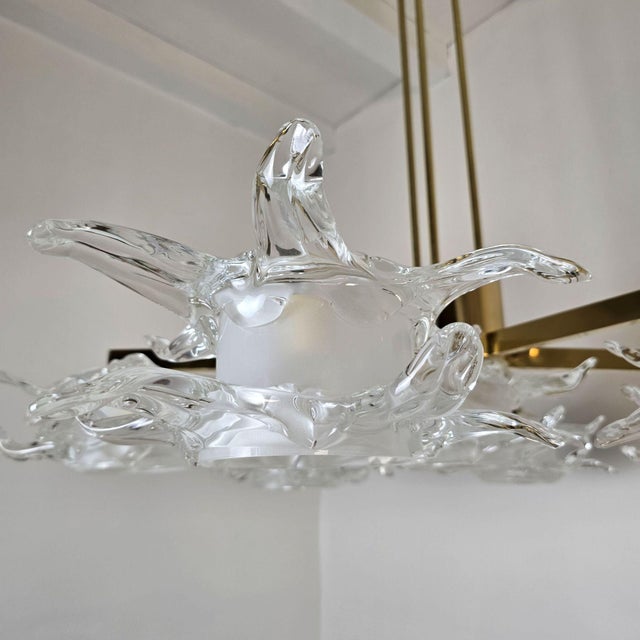 1990s Mid Century Modern Murano Glass and Brass Chandelier For Sale - Image 15 of 15