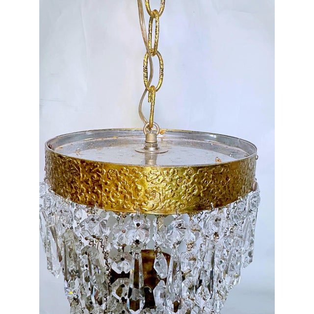 Traditional Vintage Brass Basket Chandelier For Sale - Image 3 of 7