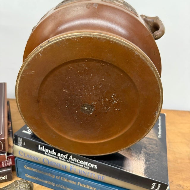 Bronze Japanese Hibachi Vessels with Side Lion Handles - A Pair For Sale In New York - Image 6 of 14