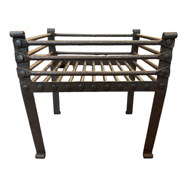 Spanish Style Hand-Forged Hammered Iron Fireplace Grate For Sale