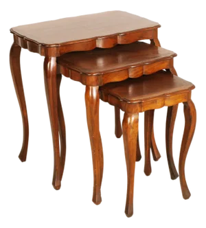 Louis XV French Nesting Tables in Walnut, 1930, Set of 3