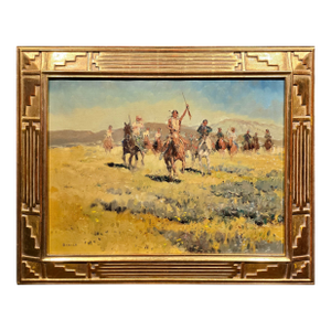 Sheryl Lamar Bodily "Native American Riders Crossing the Frontier" Western Oil Painting