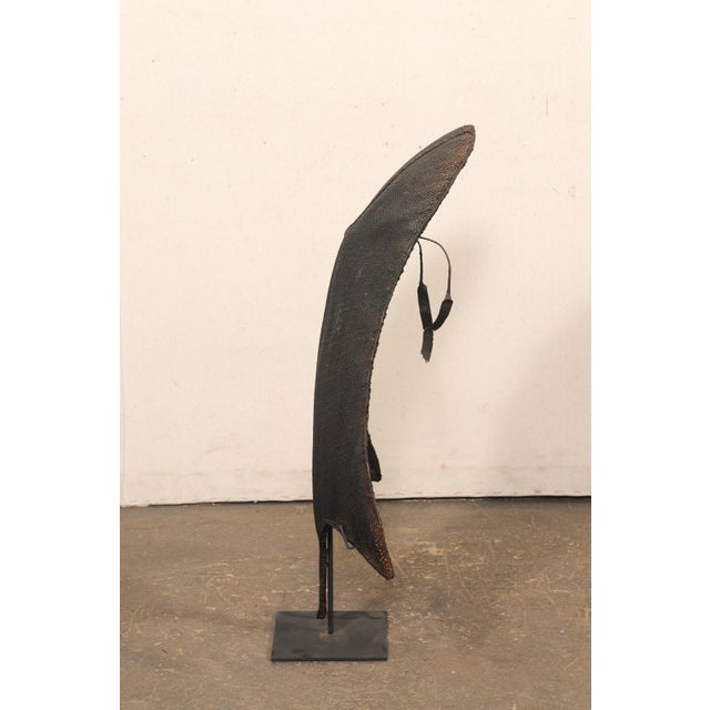 Mid 20th Century Nagaland Tribal Rain Shield on Custom Stand For Sale - Image 10 of 11