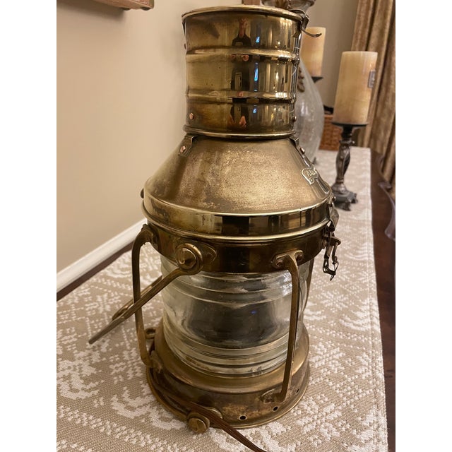 Nautical 1950s Anchor Brass Nautical Lantern Lamp For Sale - Image 3 of 6