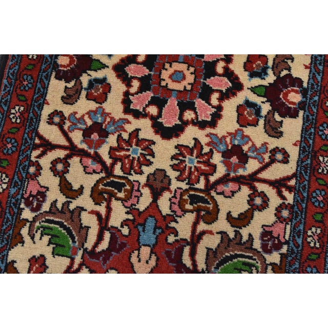 Bidjar Rug 1’5” X 1’11” Ivory Wool Vintage Traditional Hand-Knotted Carpet For Sale - Image 4 of 6