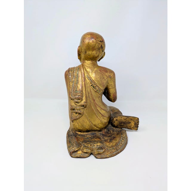 Late 19th Century 19th Century Burmese Lacquered Wood Statue: Moggallana For Sale - Image 5 of 9