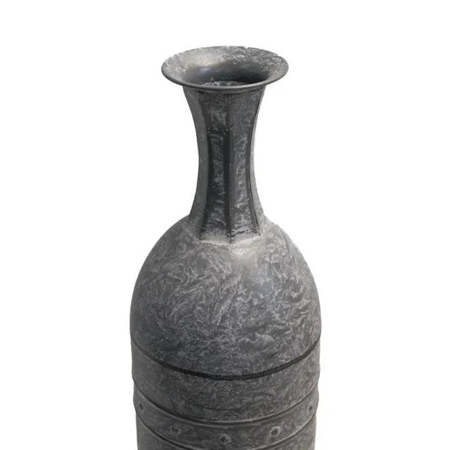 Contemporary Metal Banded Storage Vessel Vase Large For Sale - Image 3 of 11