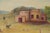 Beautiful landscape oil painting depicting a red adobe house as the focal point with cactus, donkeys and trees...