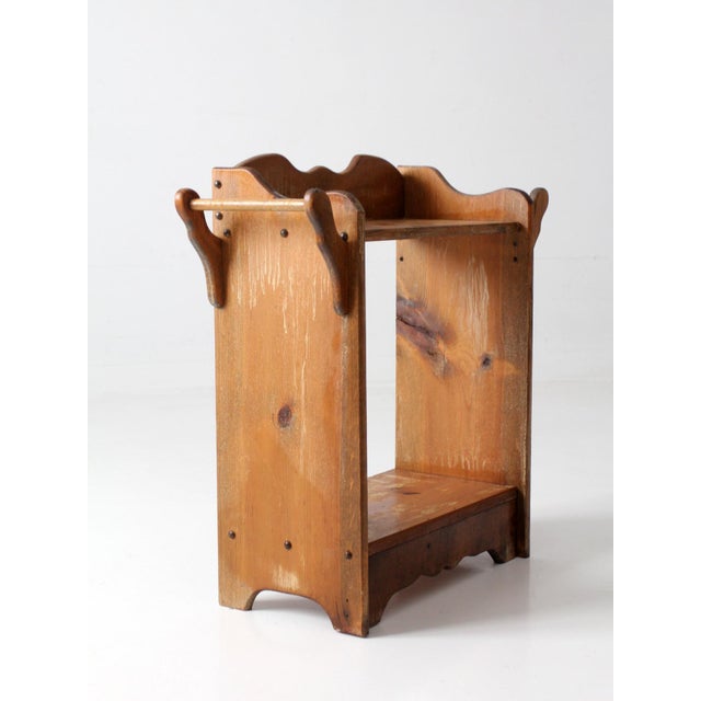 Antique Pine Washstand With Towel Bars and Two Shelves For Sale - Image 12 of 14