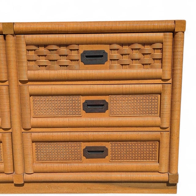Vintage Dixie Rattan and Wood Six-Drawer Dresser With Mirror 1960s For Sale - Image 15 of 15