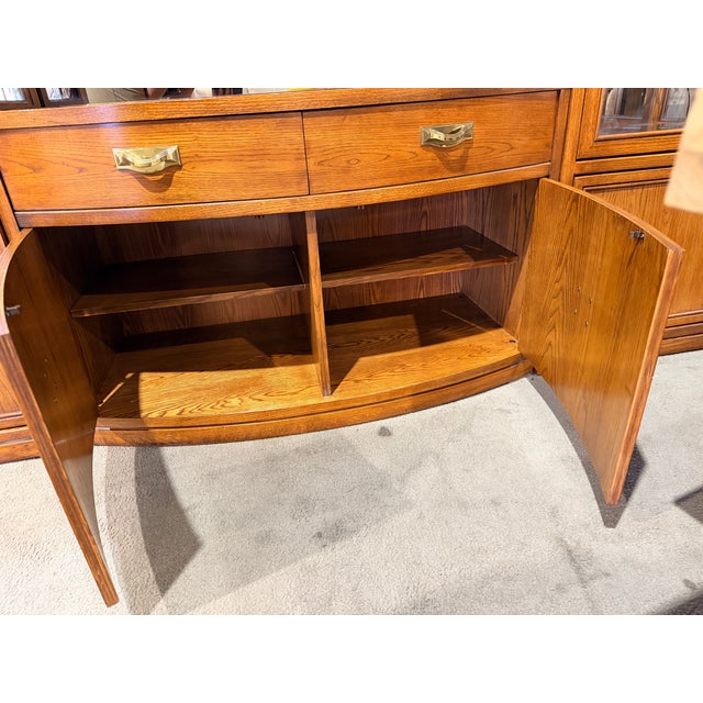 Early 21st Century Thomasville Oak Vintage Wall Unit Cabinet For Sale - Image 5 of 10