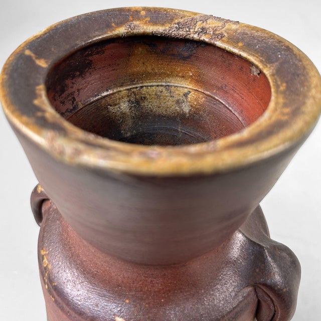 Japanese Bizen Ware Ikebana Vase, 1970 For Sale - Image 16 of 18