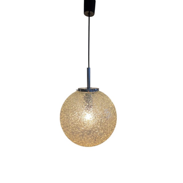 Ice Glass Pendant Lamp from Hoffmeister Leuchten, 1960s For Sale - Image 4 of 14